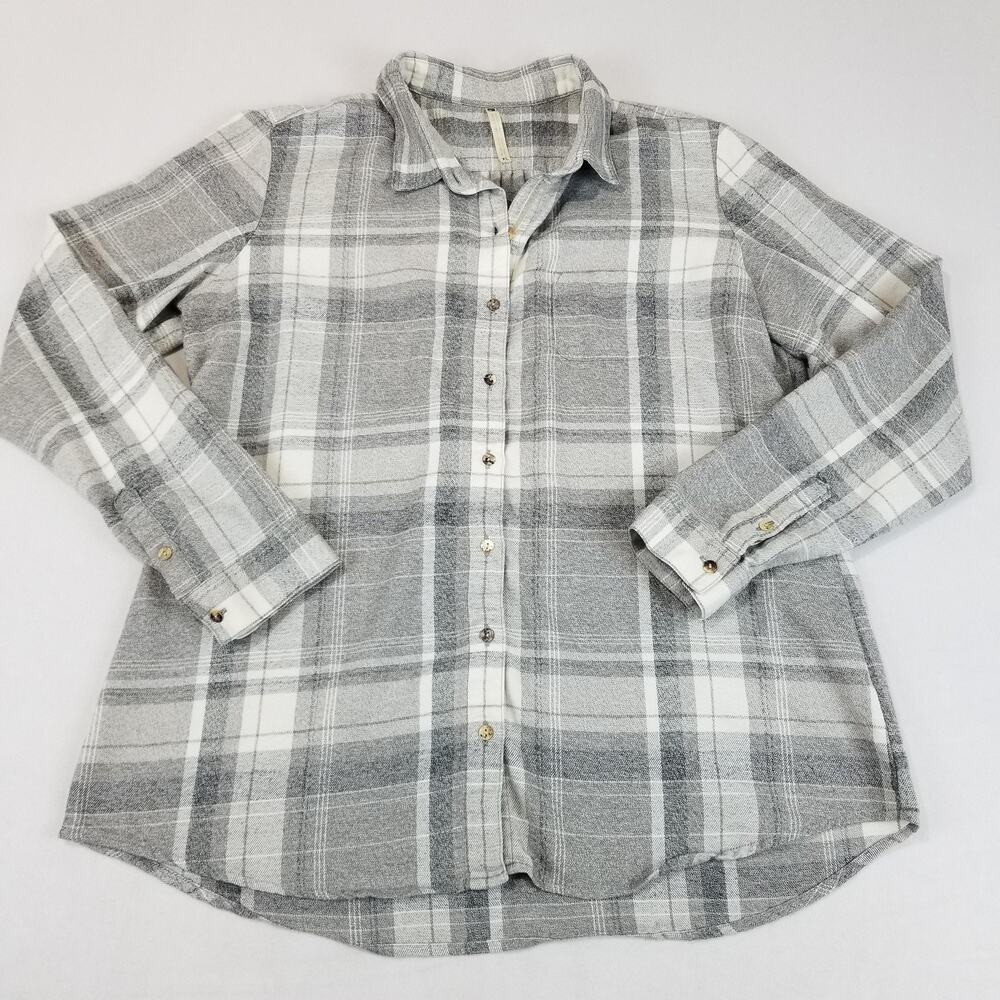 Kuhl Shirt Womens XL Gray Plaid Flannel Button Front Long Sleeve Casual Top